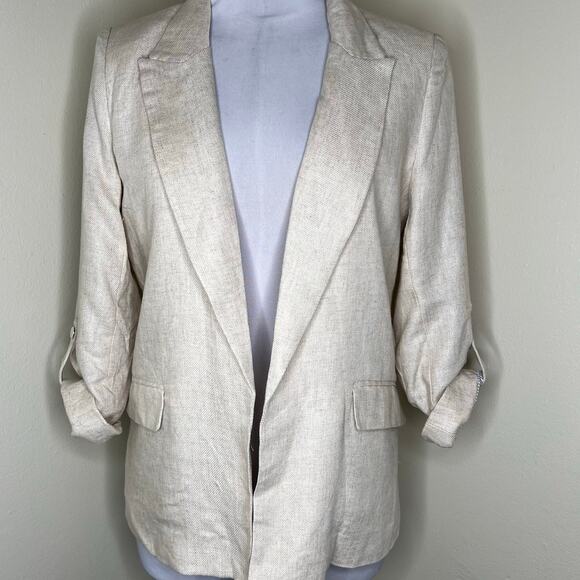 Jules & Leopold Jackets & Blazers - JL Jules & Leopold Linen Blend Blazer Jacket SMALL Beige Open Work Office NEW